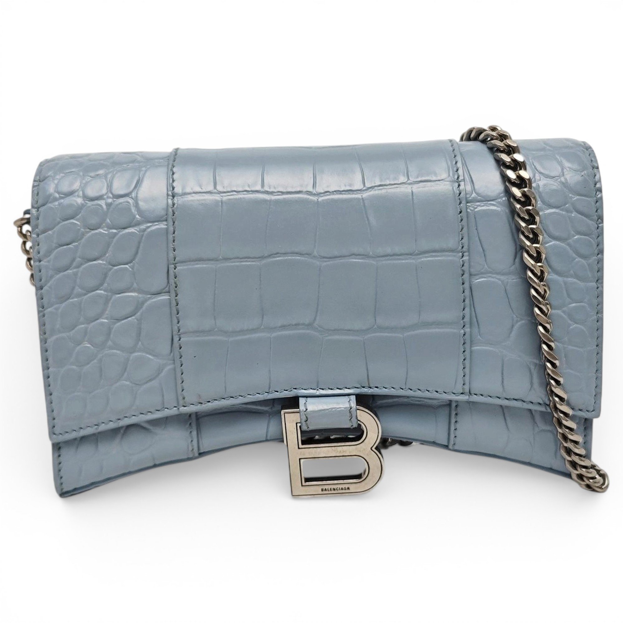Hourglass leather handbag