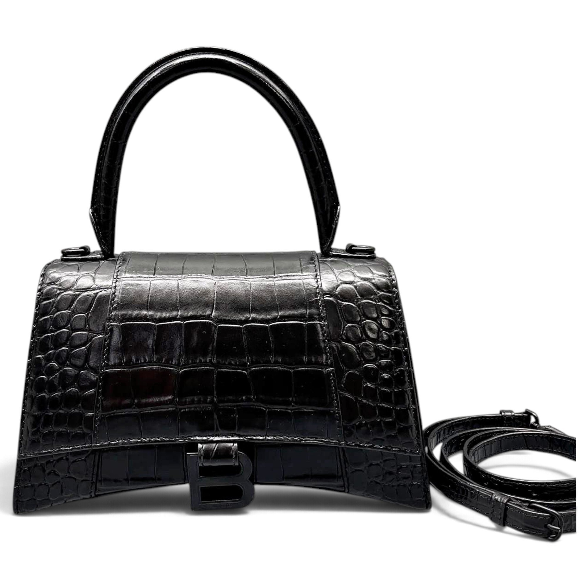 Hourglass leather handbag