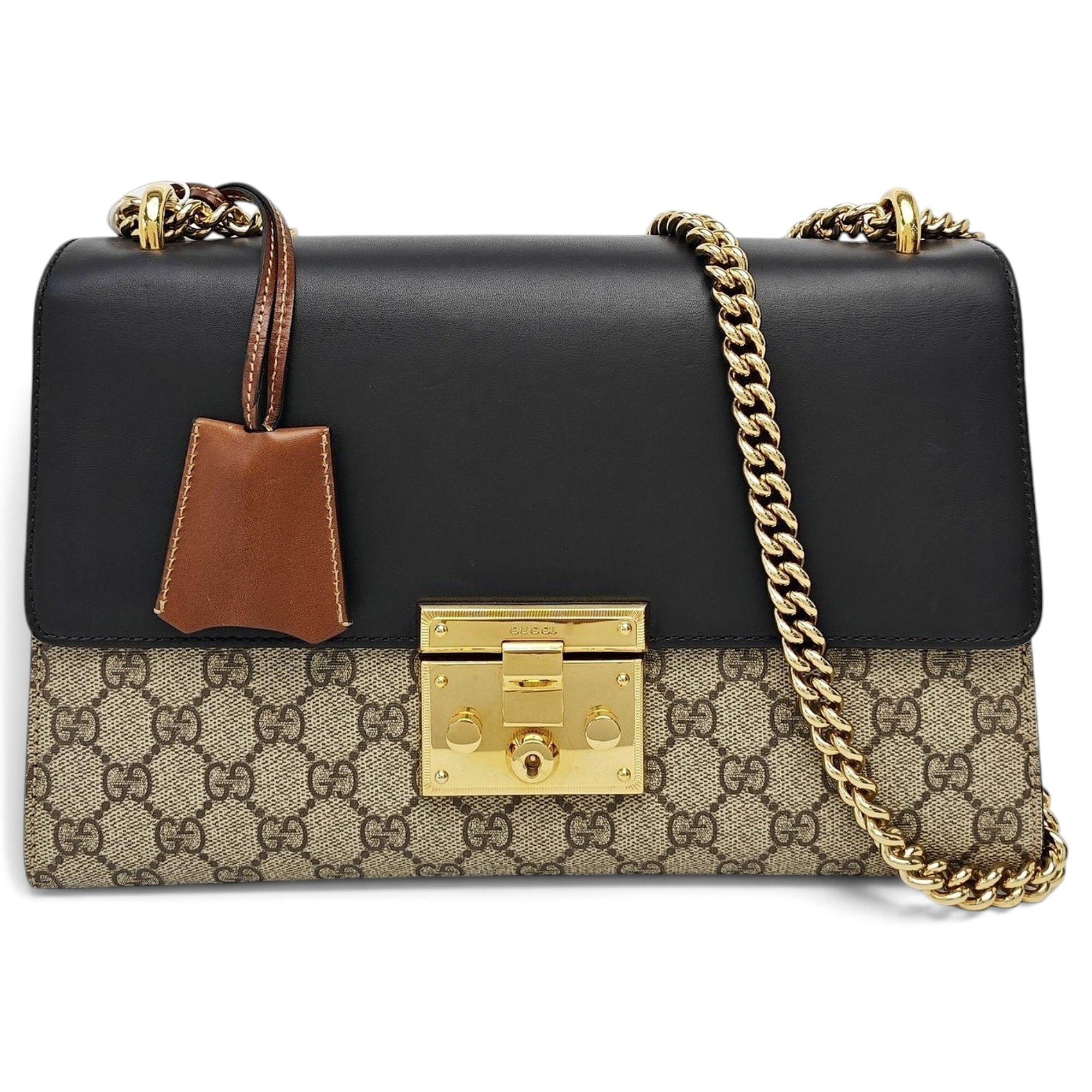 Padlock leather handbag