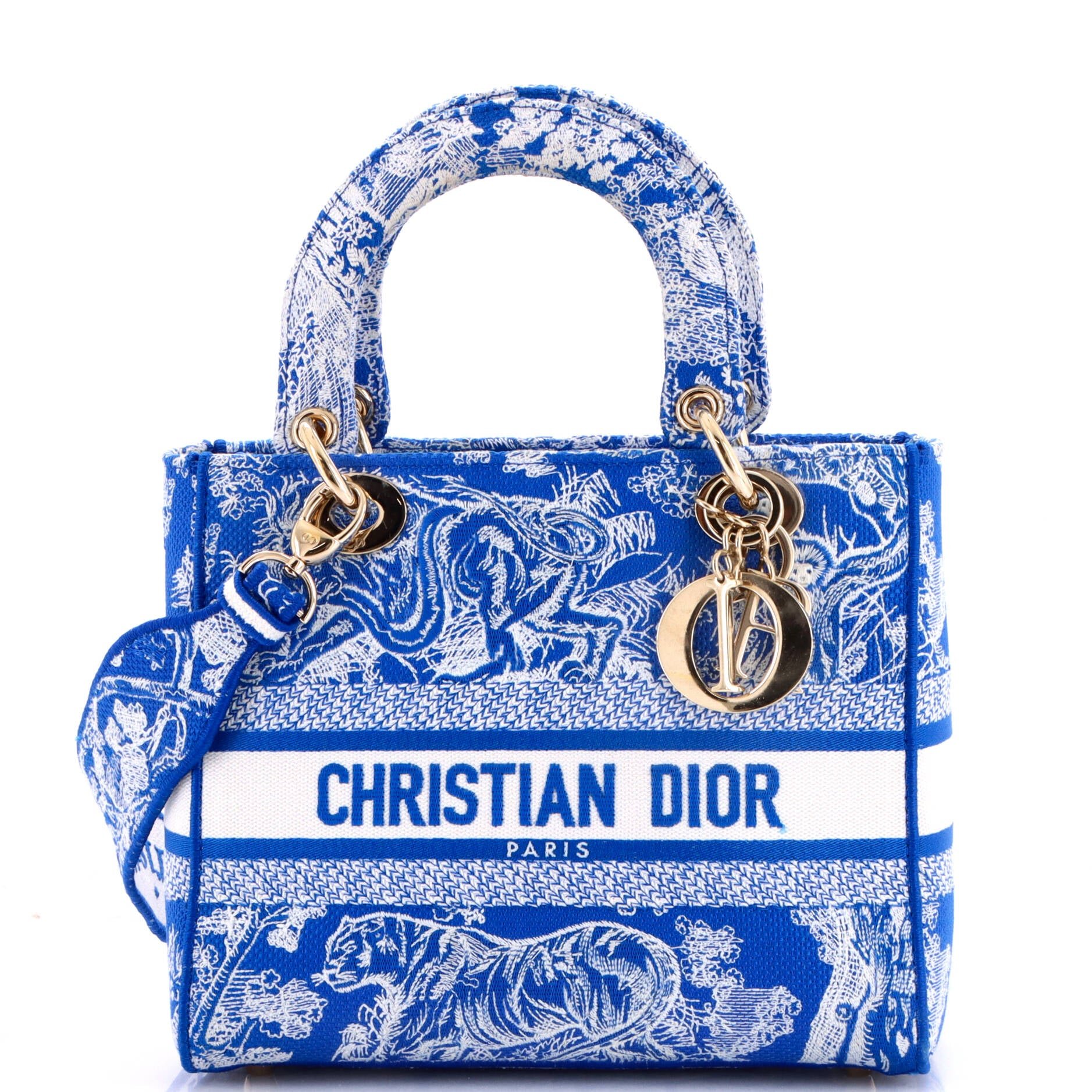 Lady D-Lite Bag Embroidered Canvas Medium