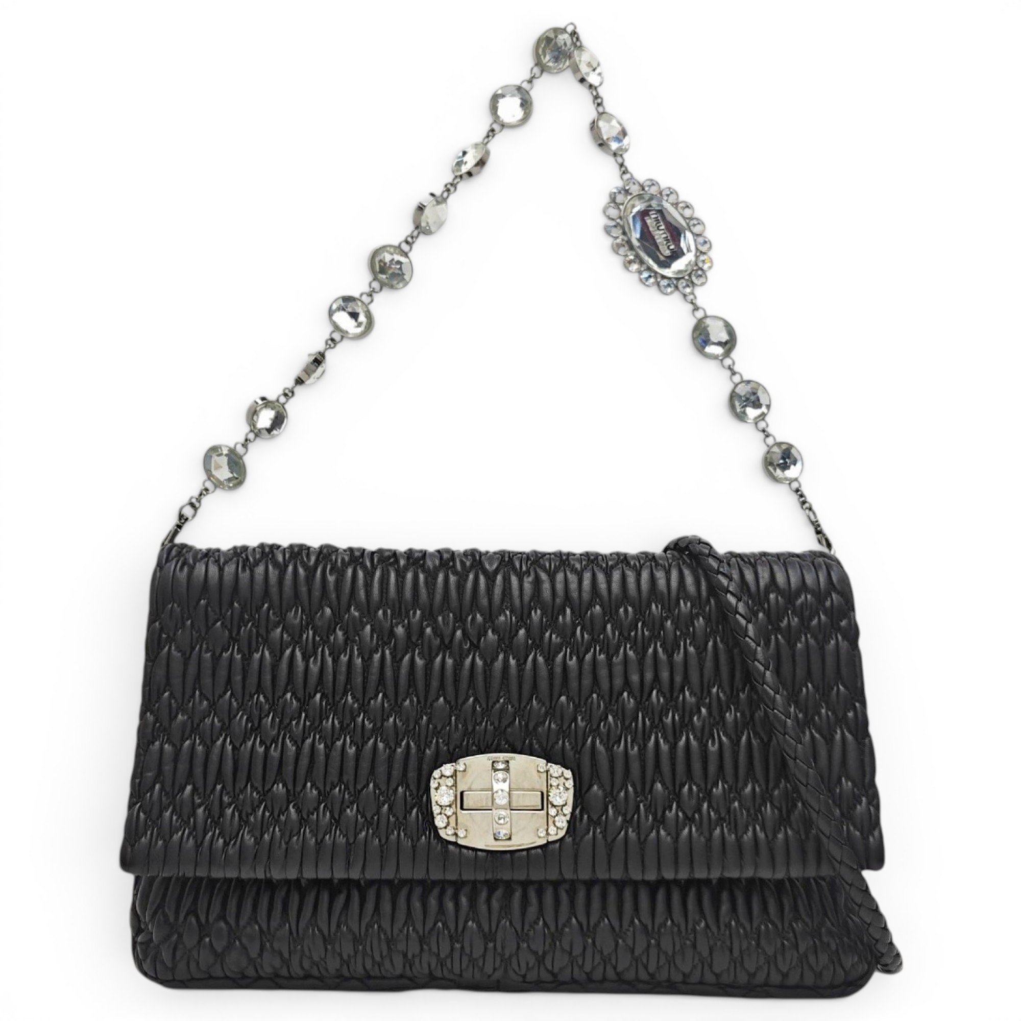 Miu Crystal leather handbag
