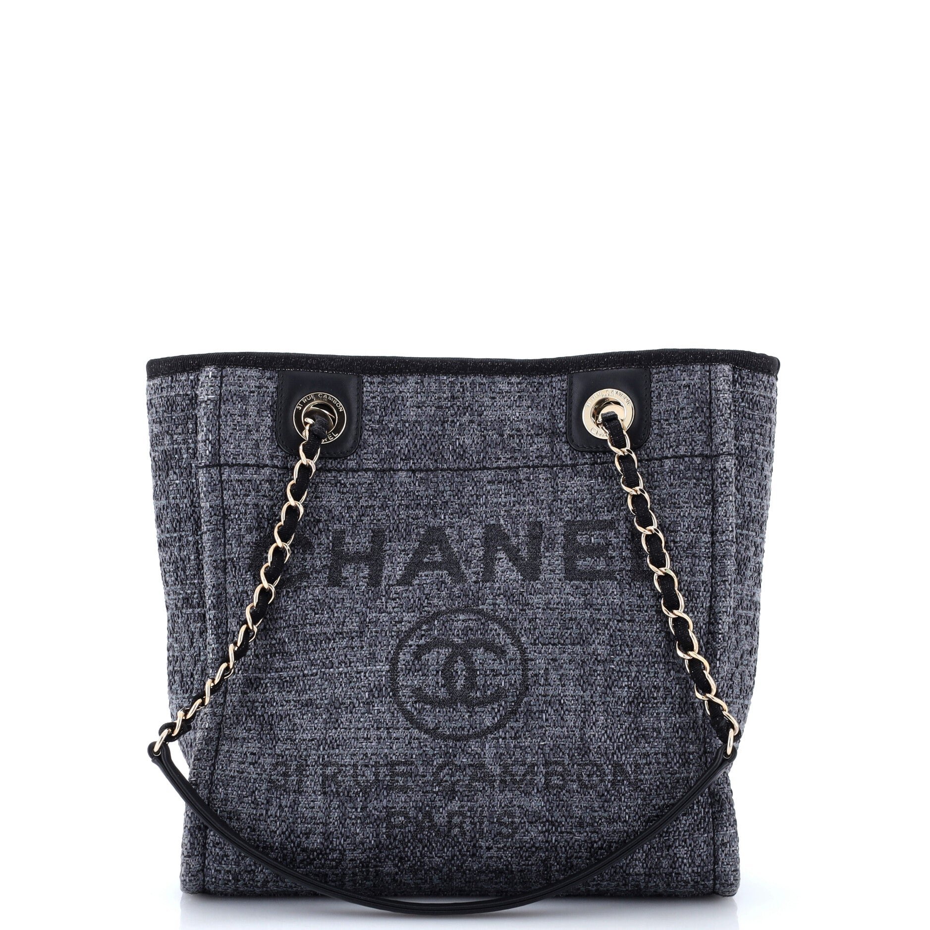 North South Deauville Tote Raffia with Glitter Detail Small