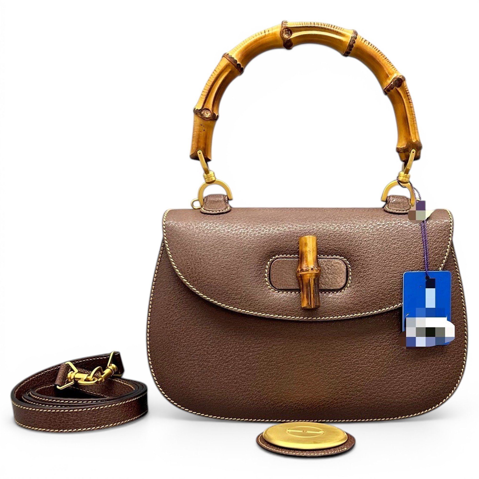 Convertible Bamboo Top Handle leather handbag