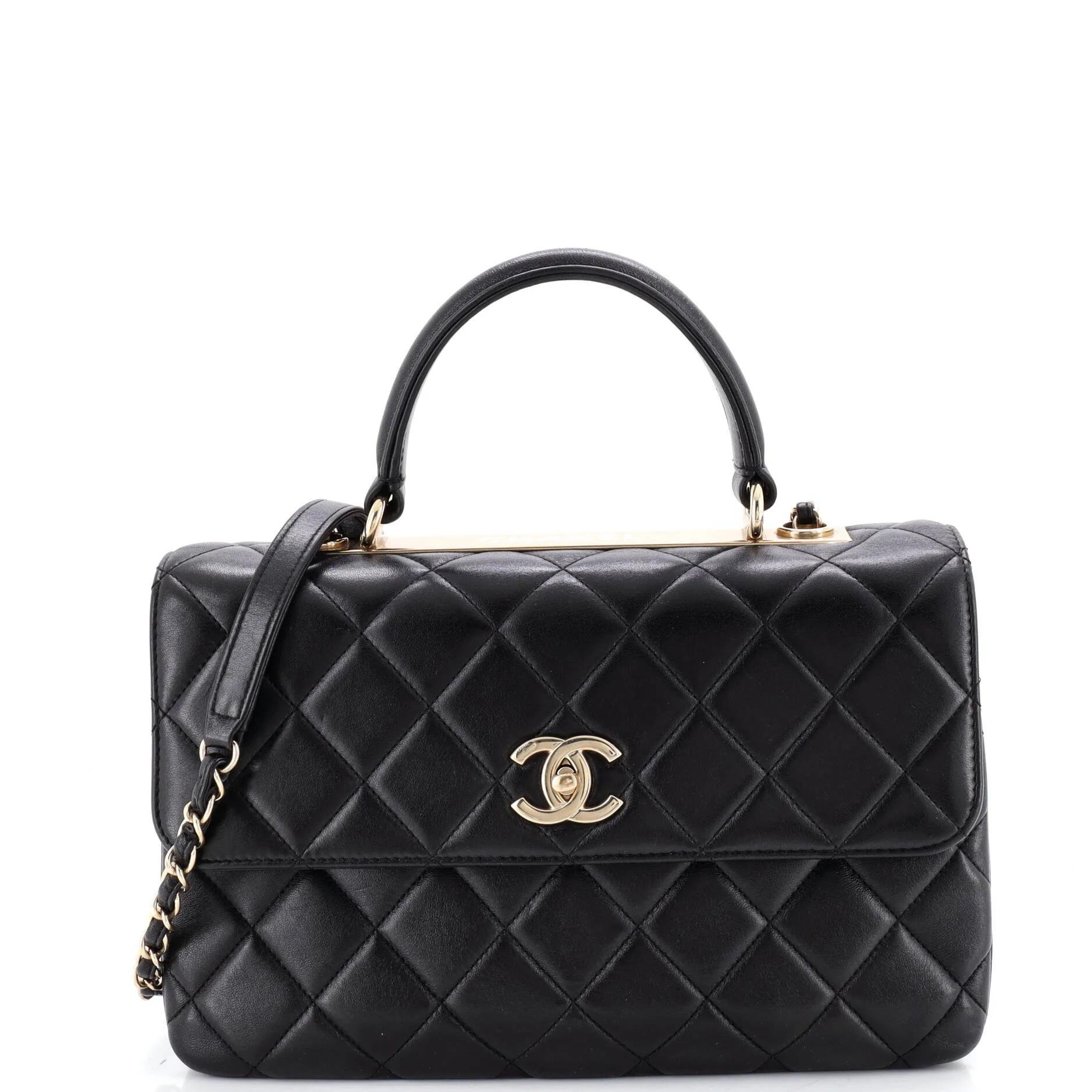 Trendy CC Top Handle leather handbag