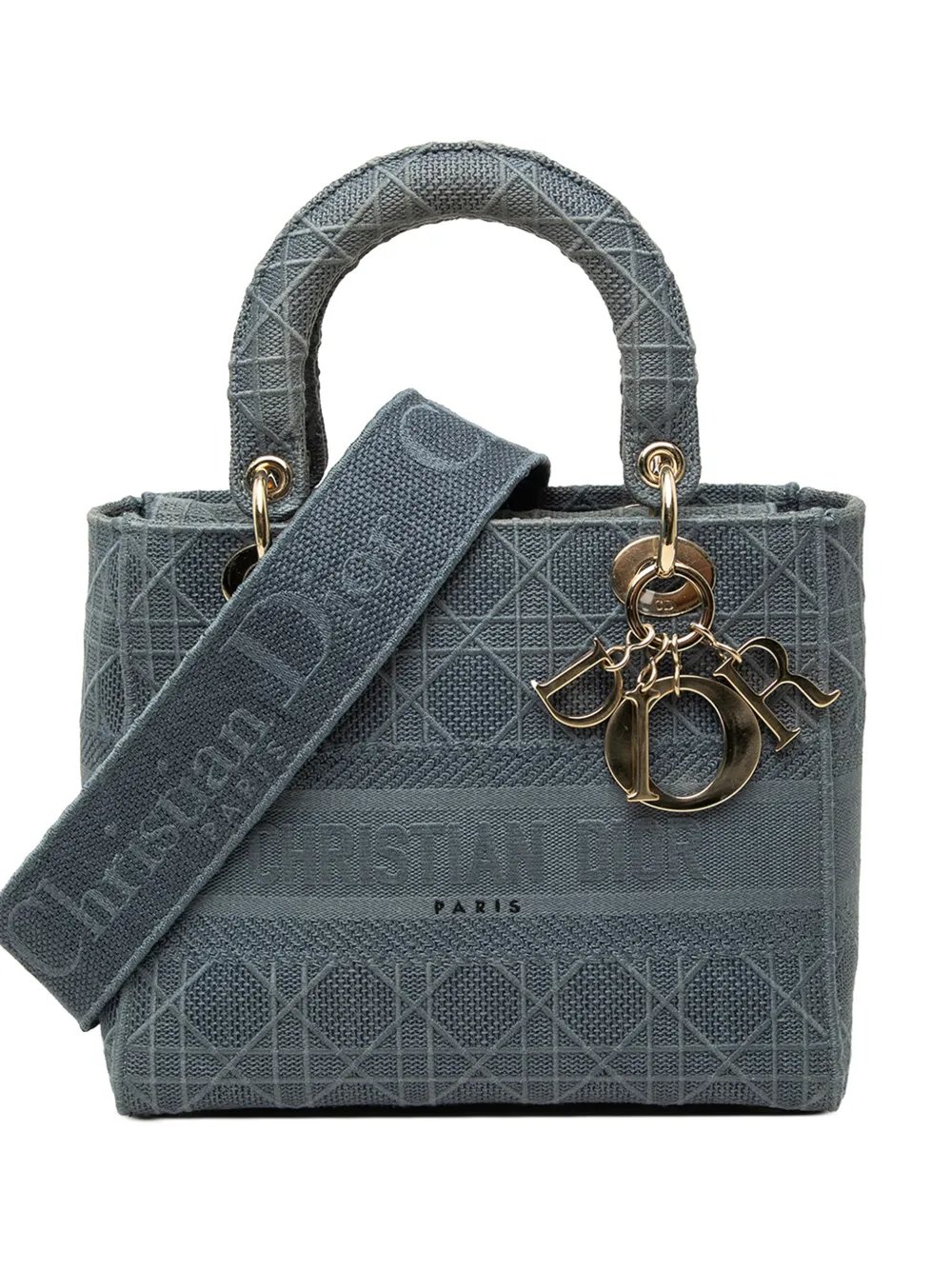 2020 Medium Embroidered Canvas Cannage Lady D Lite satchel