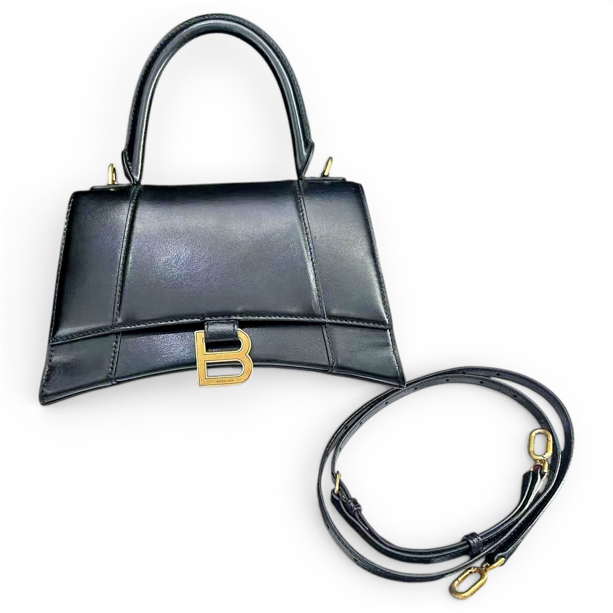 Hourglass leather handbag