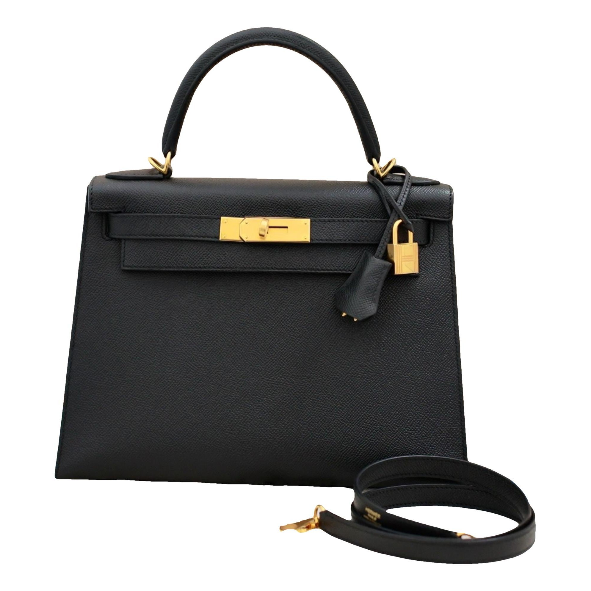 Hermes Kelly 28 Handbag Noir Epsom Leather