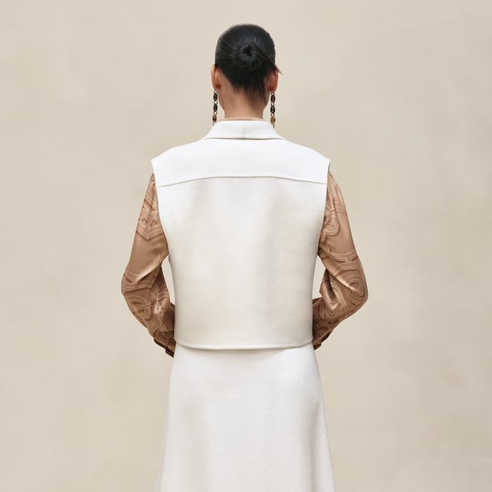 Blanc Naturel Cashmere Sleeveless Short Vest