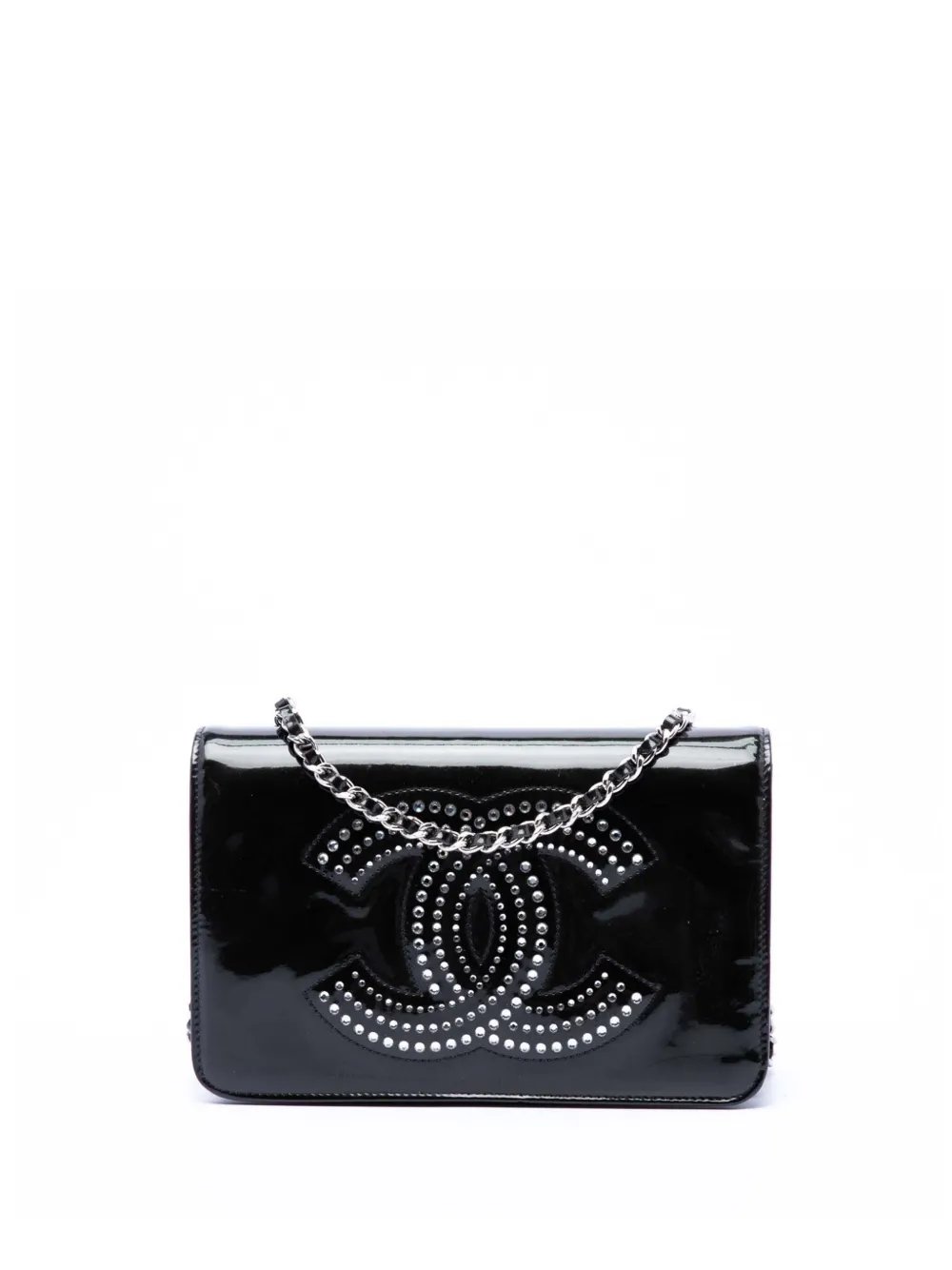 2009-2010 CC Patent Strass Embellished Wallet On Chain crossbody bag