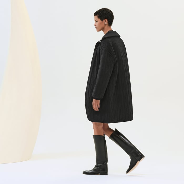 Noir "H" Zipped Quilted Coat