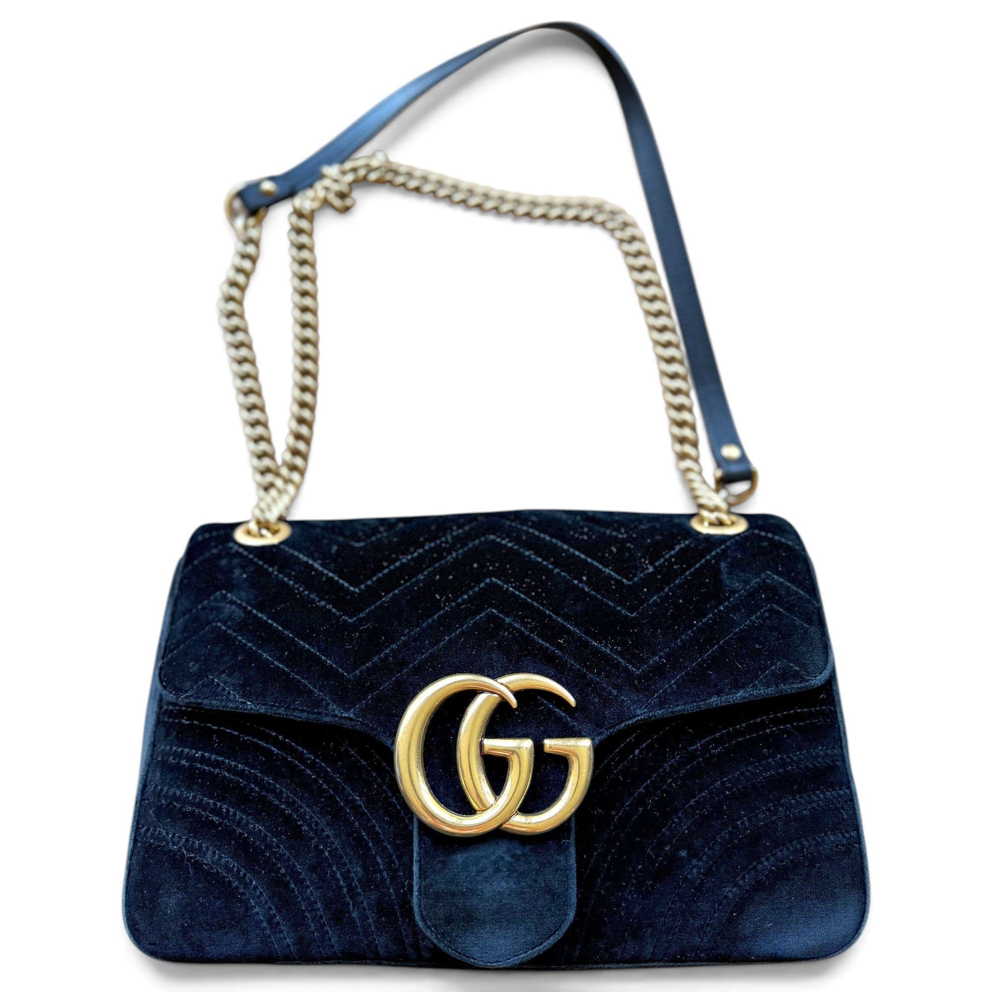 GG Marmont Chain Flap velvet crossbody bag