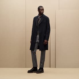 Emile cashmere coat with leather details