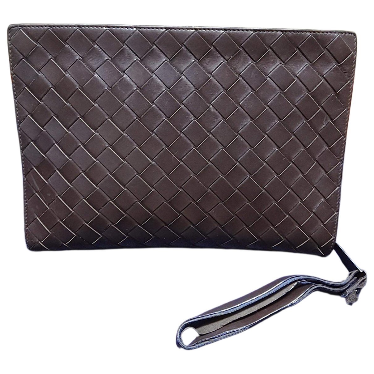 Snap leather clutch bag