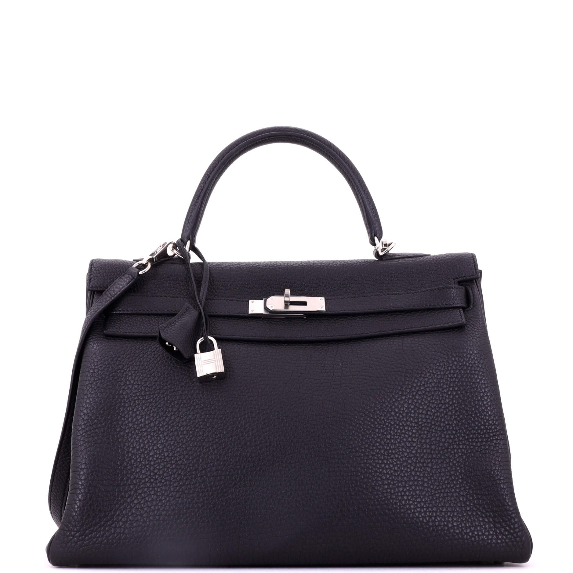 Kelly Handbag Noir Togo with Palladium Hardware 35