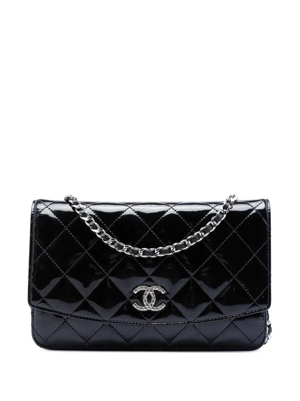 2011 CC Quilted Patent Brilliant Wallet On Chain crossbody bag