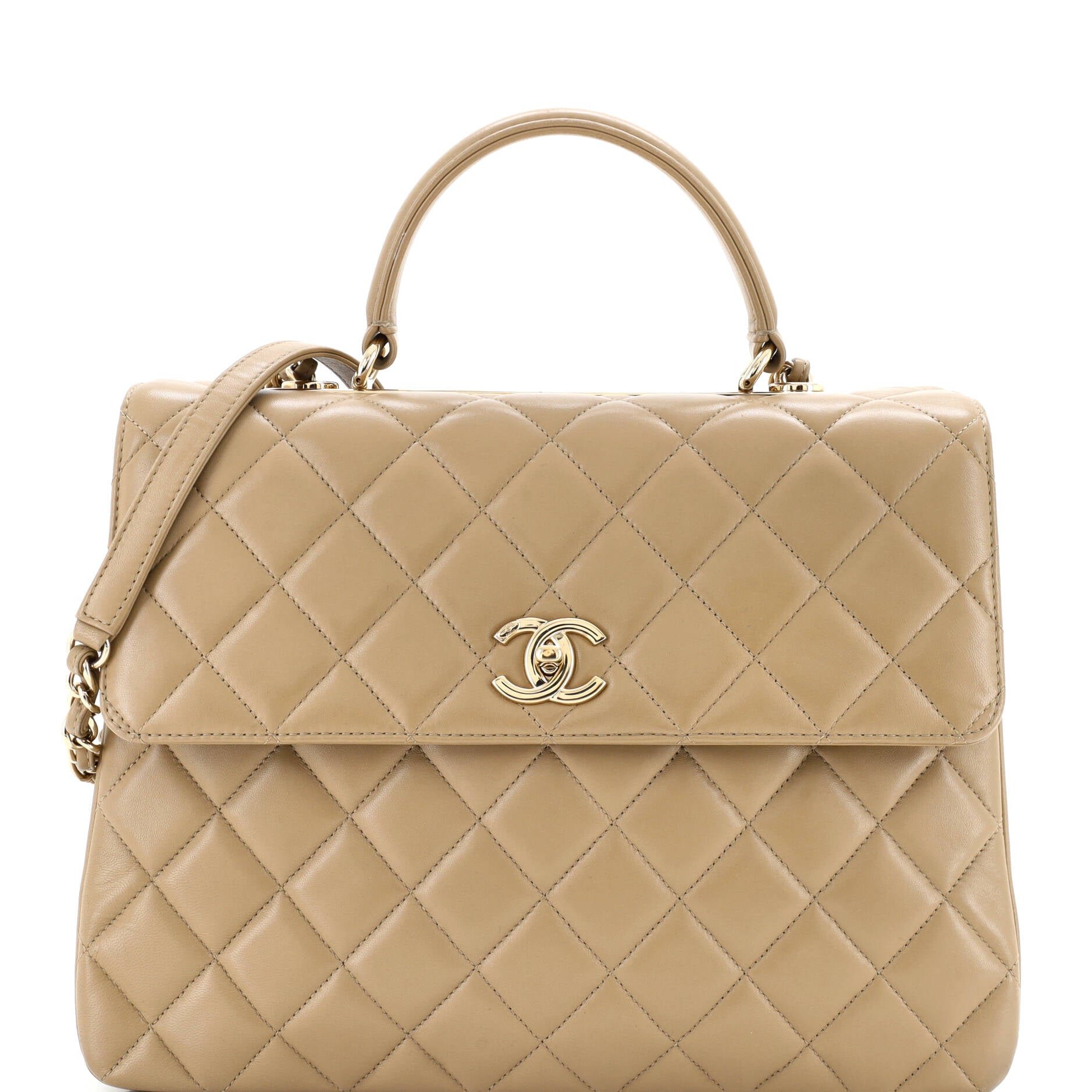 Trendy CC Top Handle Bag Quilted Lambskin Large