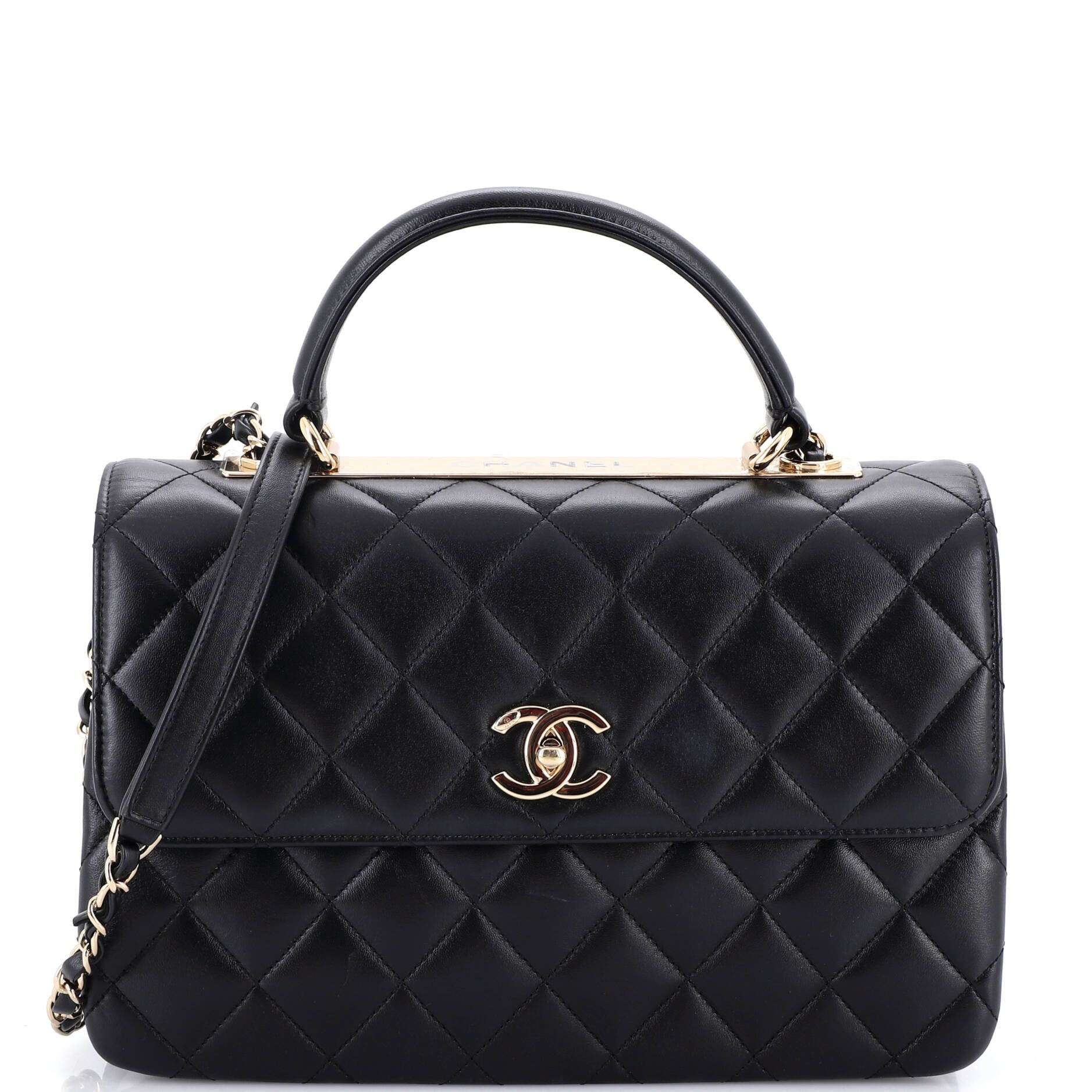 Trendy CC Top Handle Bag Quilted Lambskin Medium