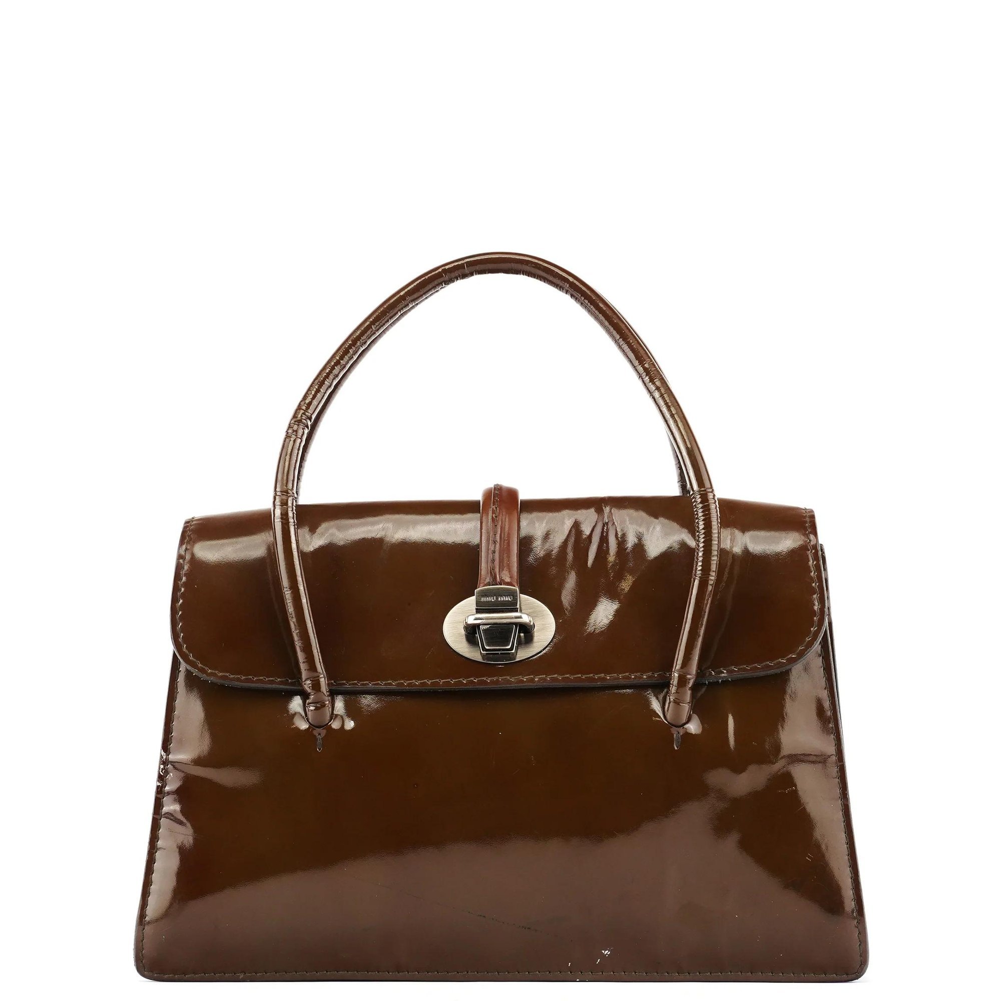 Pocket patent leather tote