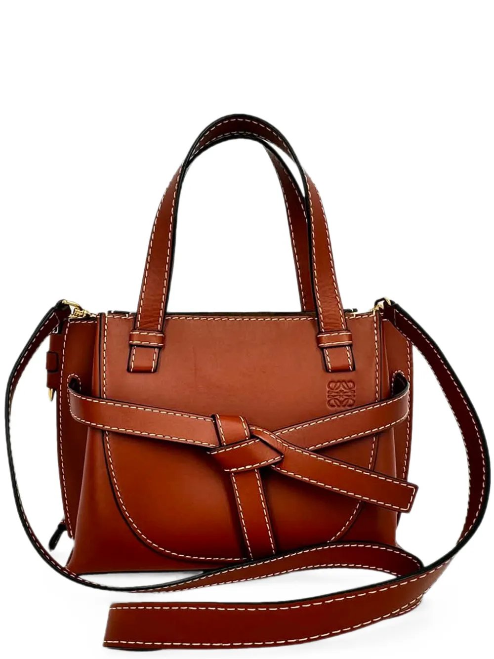 Gate knotted leather tote bag