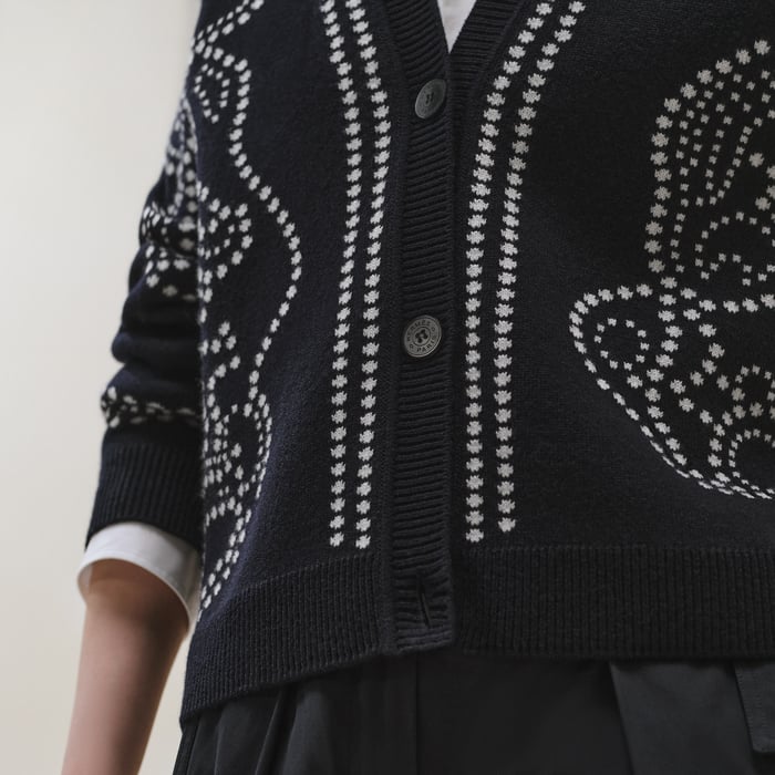Bleu Noir Embroidered Long-sleeve Cardigan