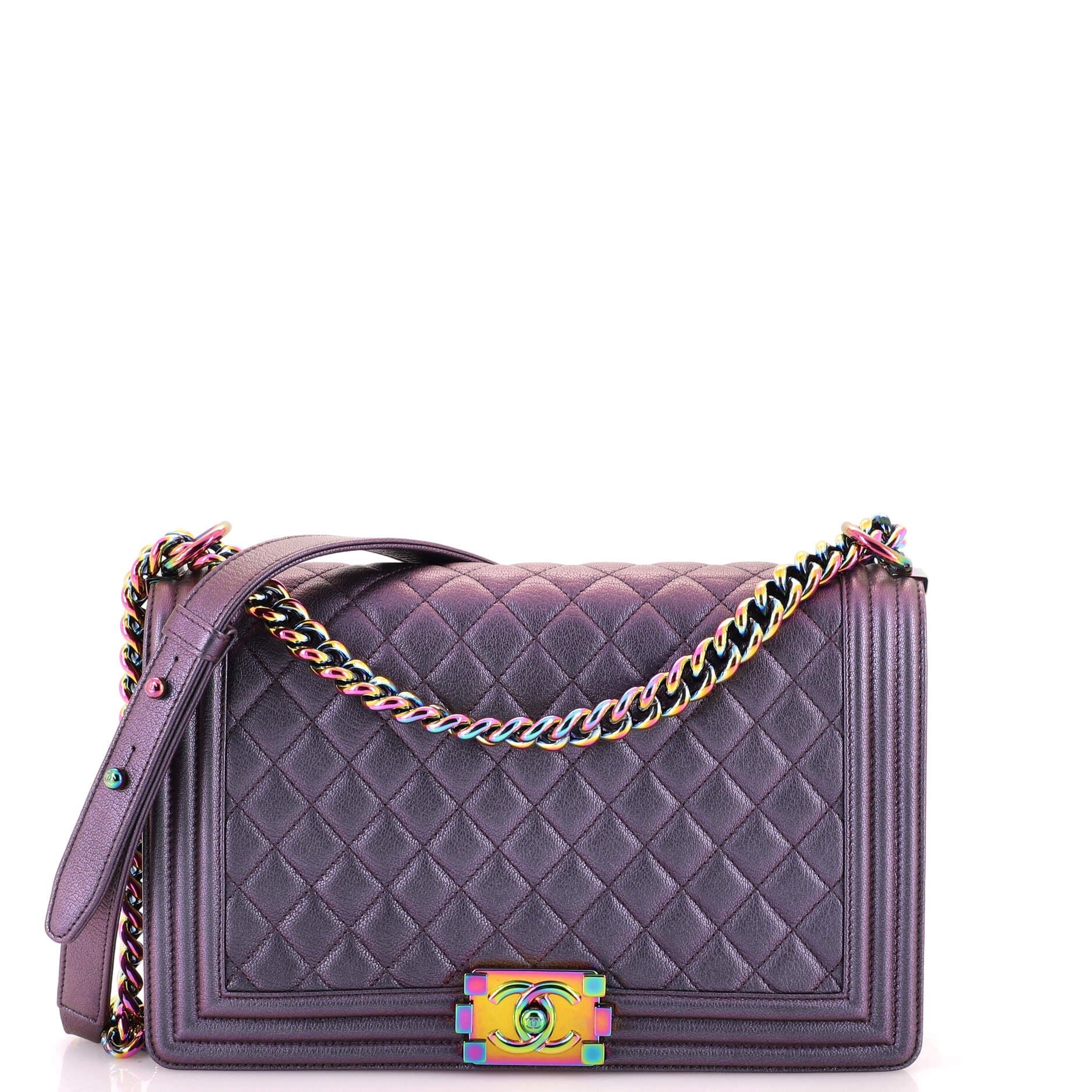 Boy Flap Bag Quilted Iridescent Goatskin New Medium