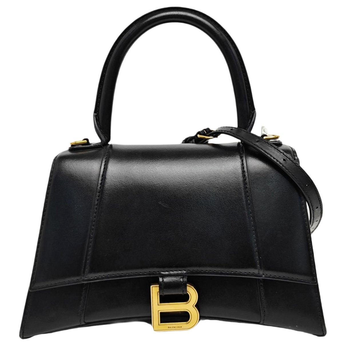 Hourglass leather handbag