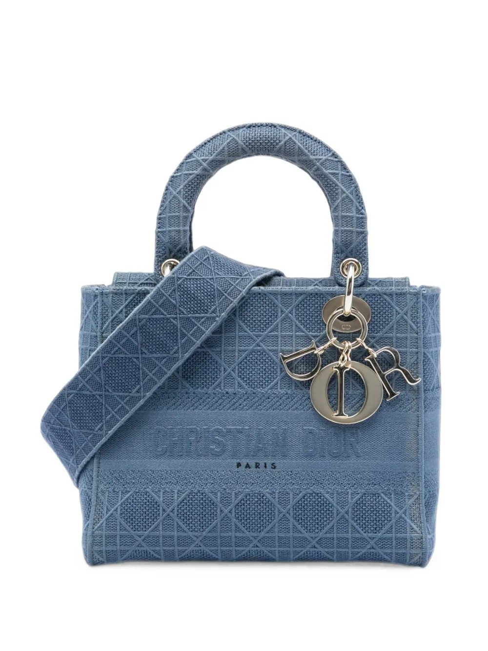 Dior 2020 Medium Embroidered Canvas Cannage Lady D Lite satchel