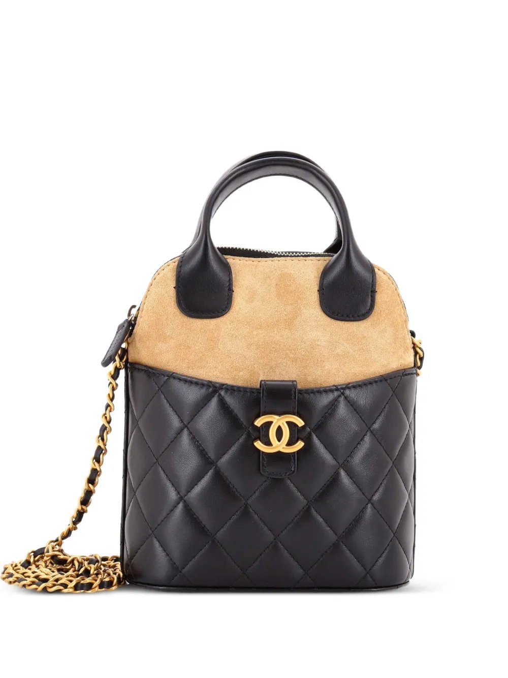 CC Dome Top Handle with Chain Quilted Lambskin with Suede Mini clutch bag