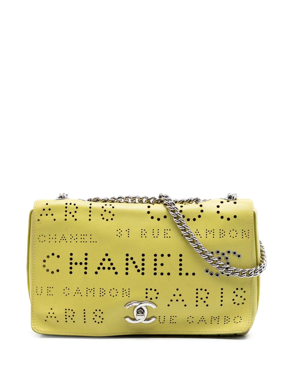 2019 Perforated Calfskin Logo Eyelet Flap crossbody bag
