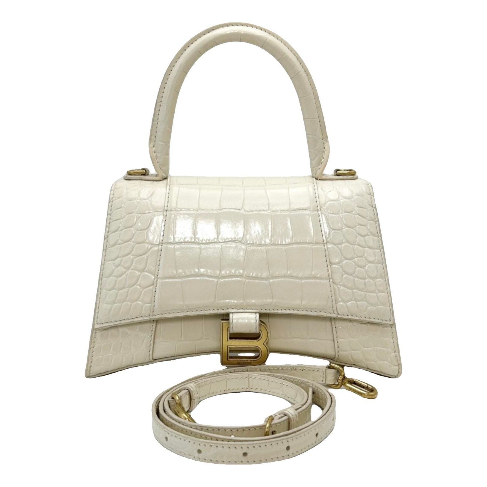 Hourglass leather handbag