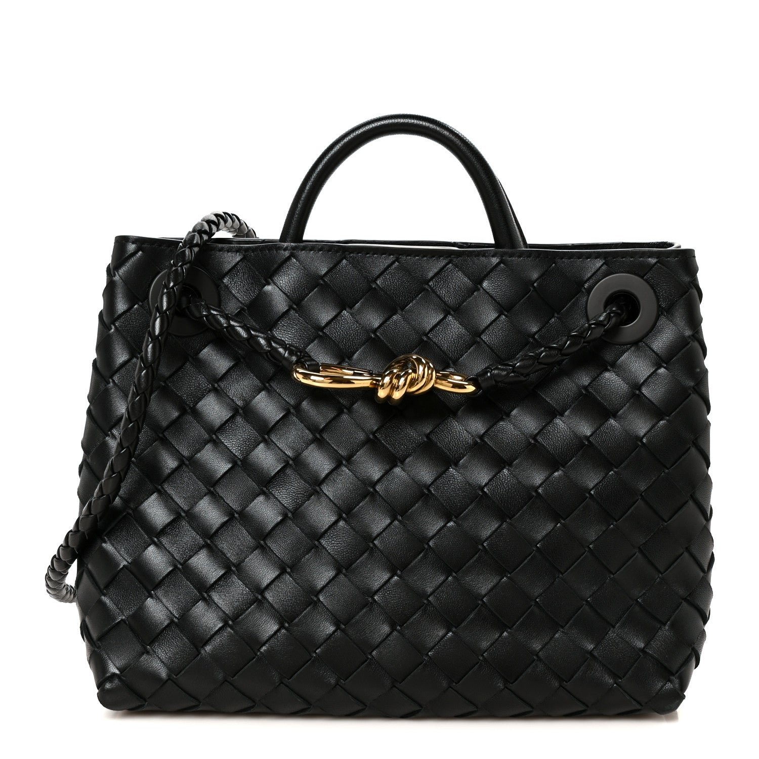 Nappa Intrecciato Small Andiamo Shoulder Bag Black
