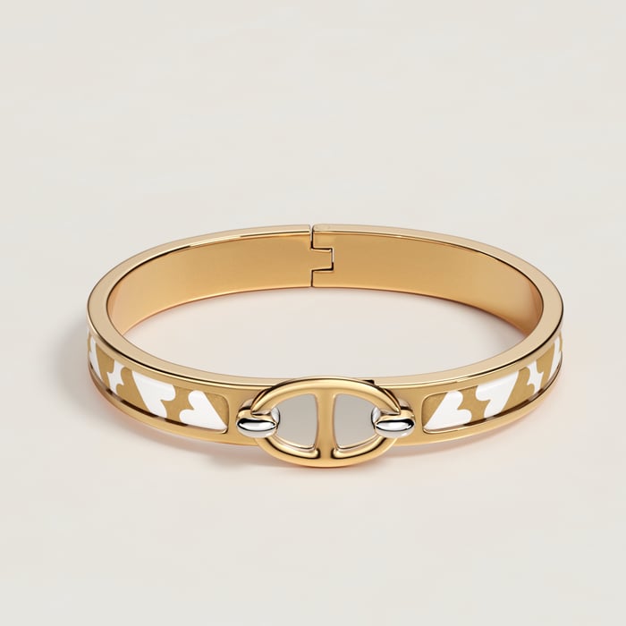 Orfèvre Jaune or Blanc Mini Clic Chaine d'Ancre Cartes a Jouer Bracelet