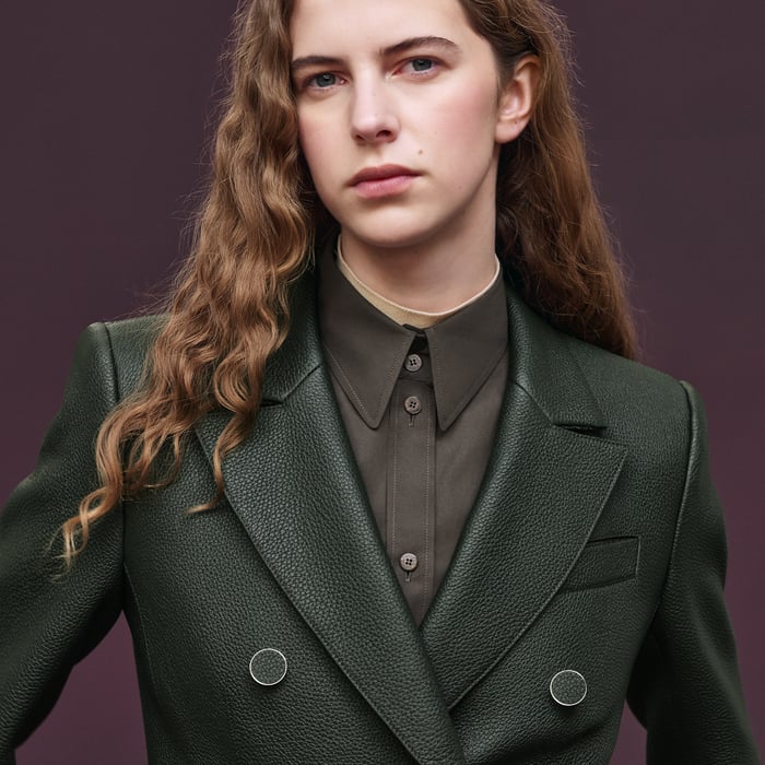 Vert Anglais Wrap Leather Suit Jacket