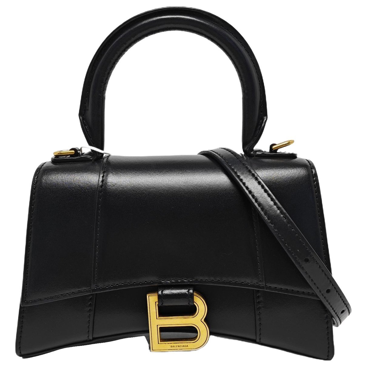 Hourglass leather handbag