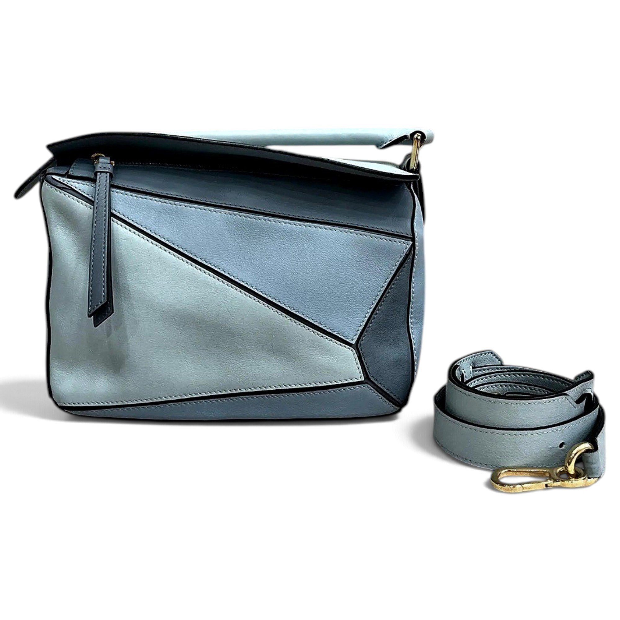 Puzzle leather handbag