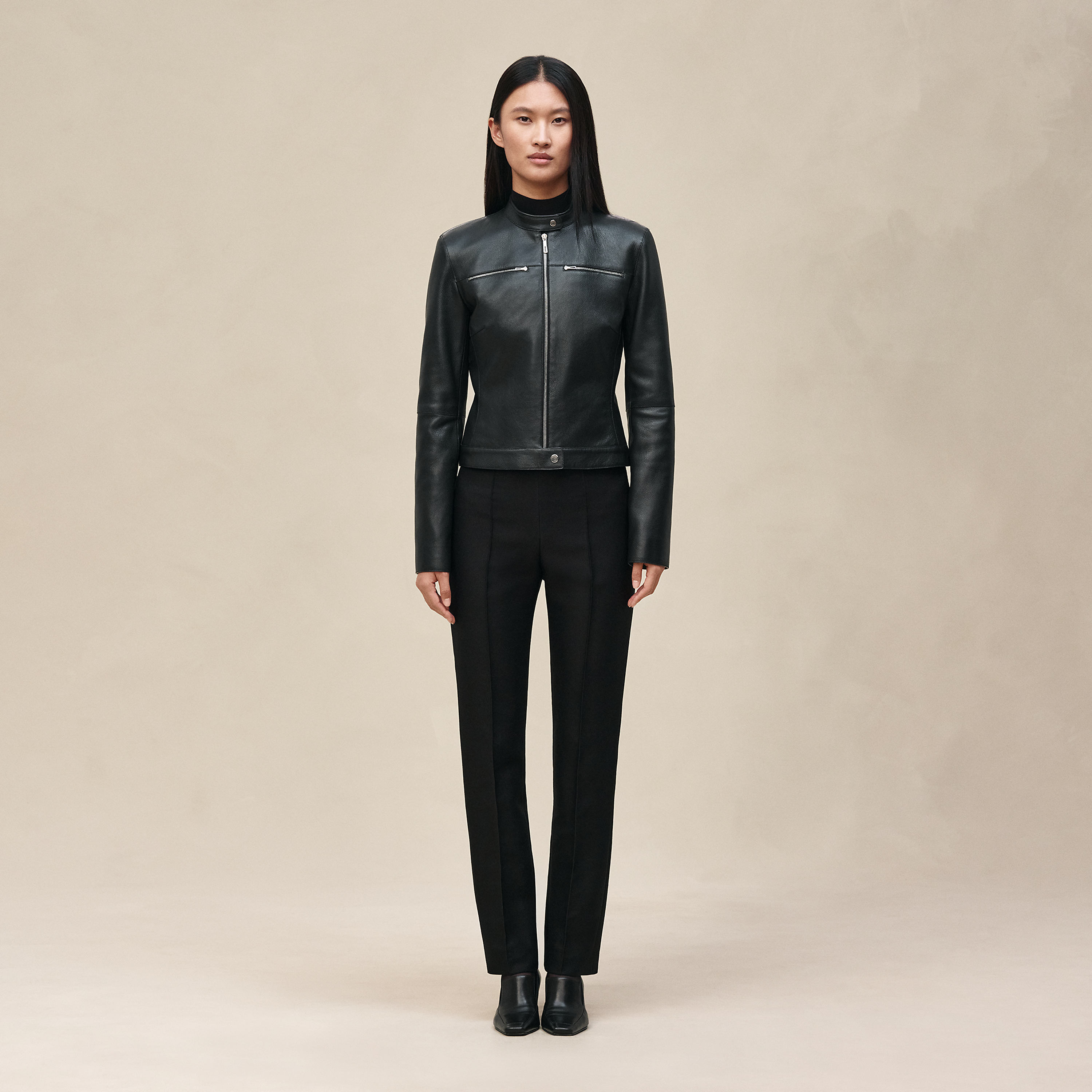 Leather biker jacket