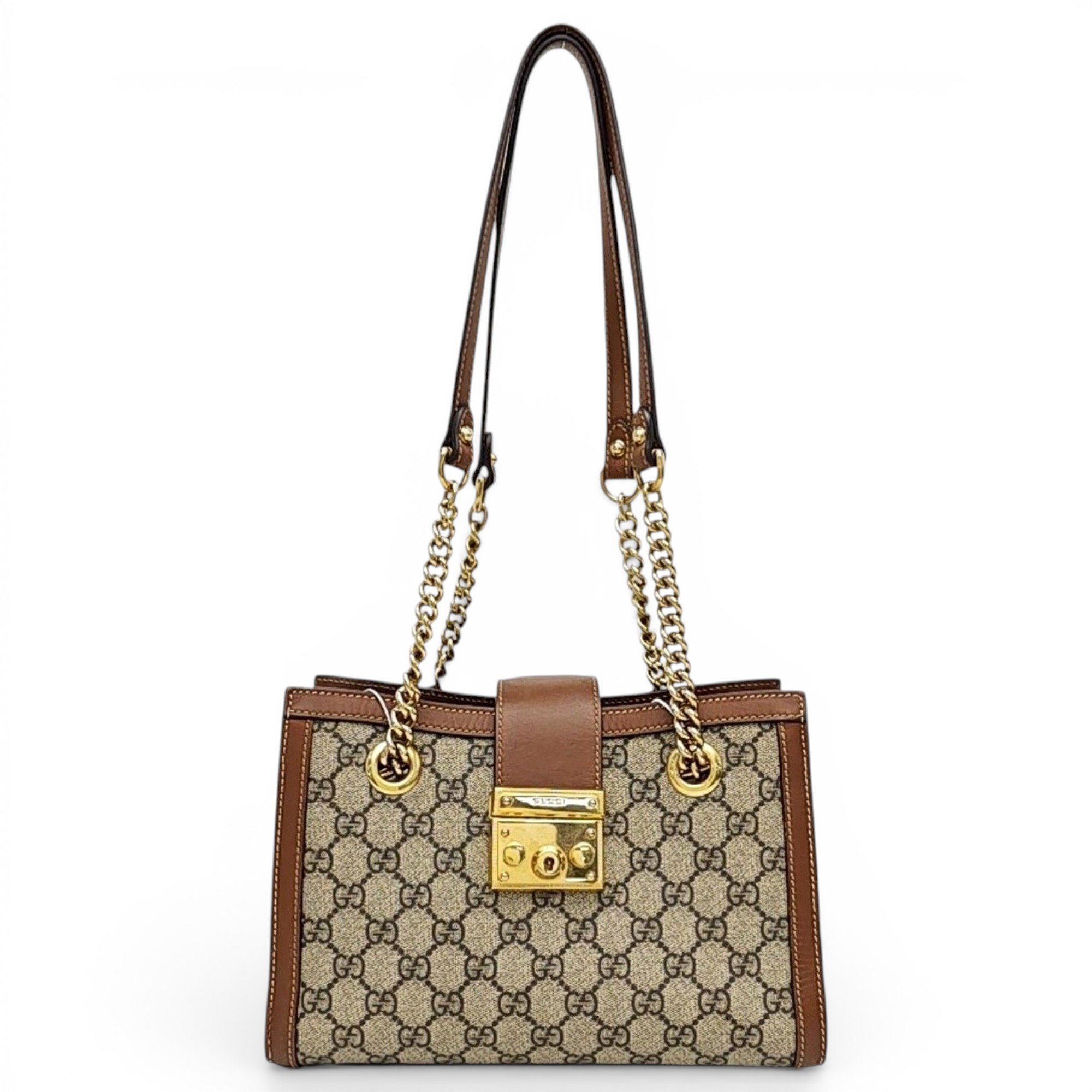 Padlock leather handbag