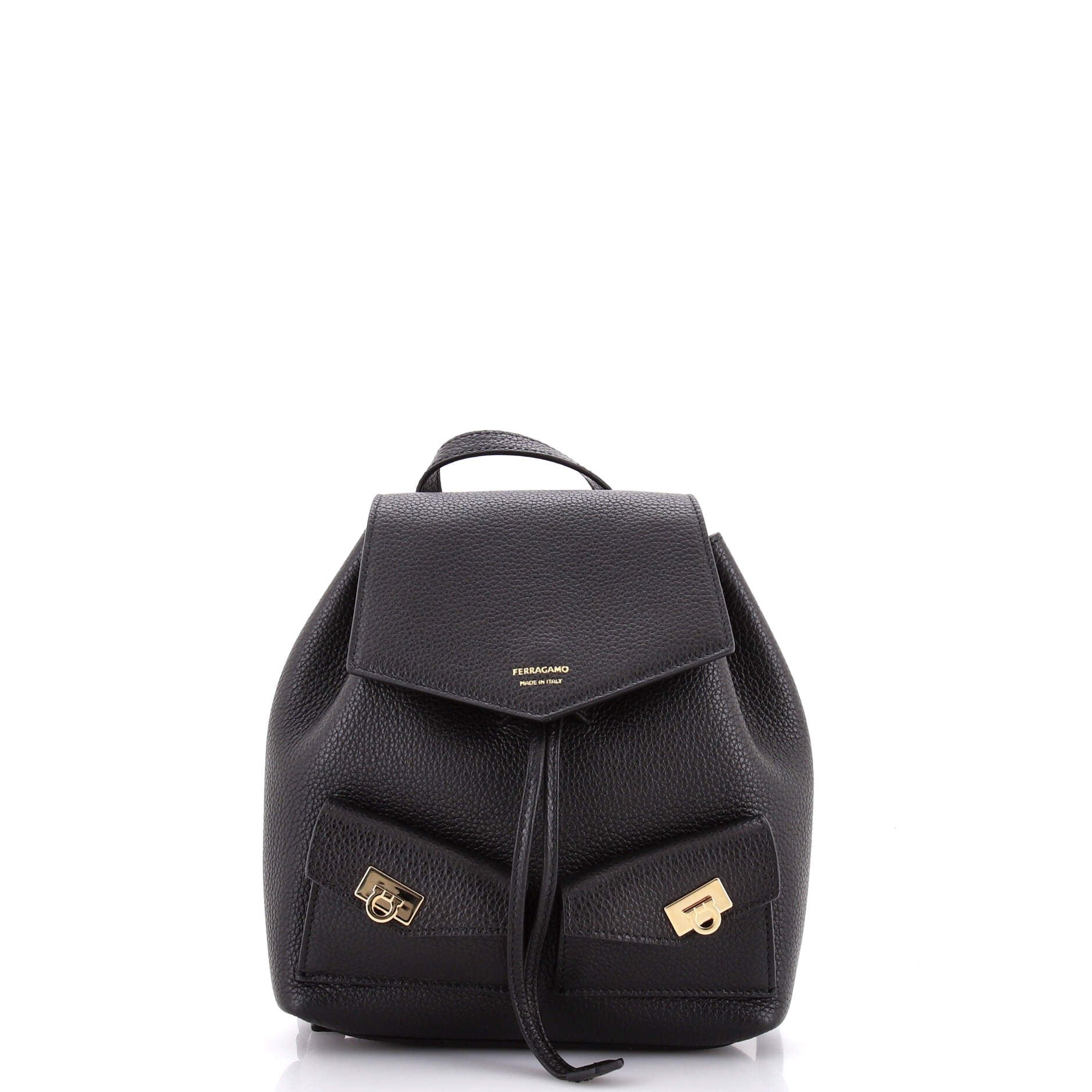 Multipocket Drawstring Backpack Leather Mini