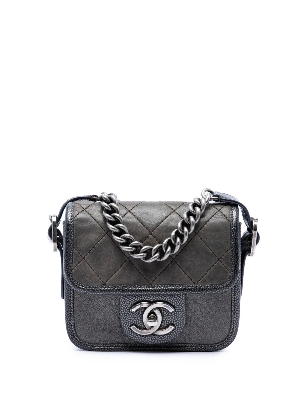 2012-2013 Paris Bombay Mini Quilted Iridescent Calfskin Back to School Single Flap crossbody bag
