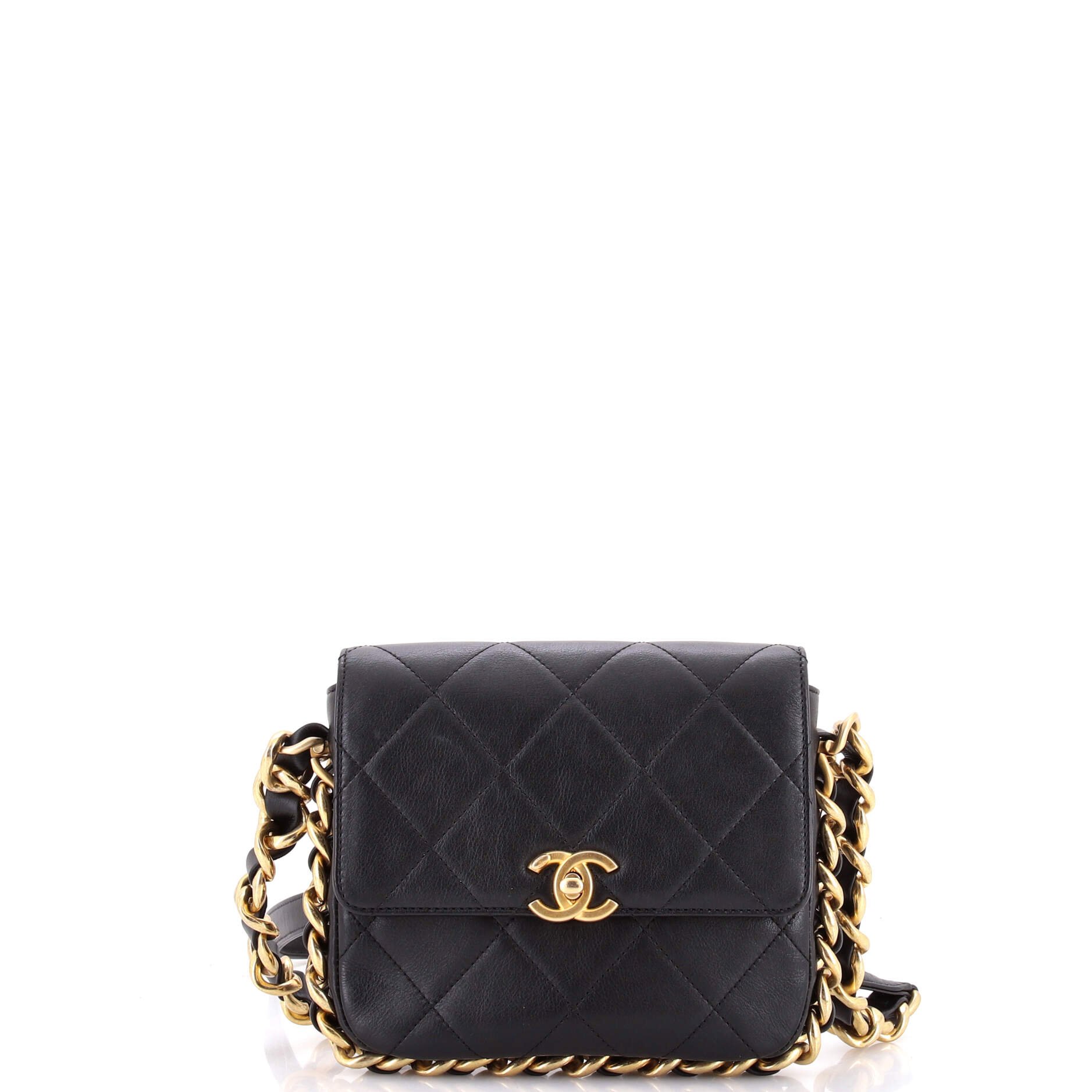 Framing Chain Flap Bag Quilted Calfskin Small