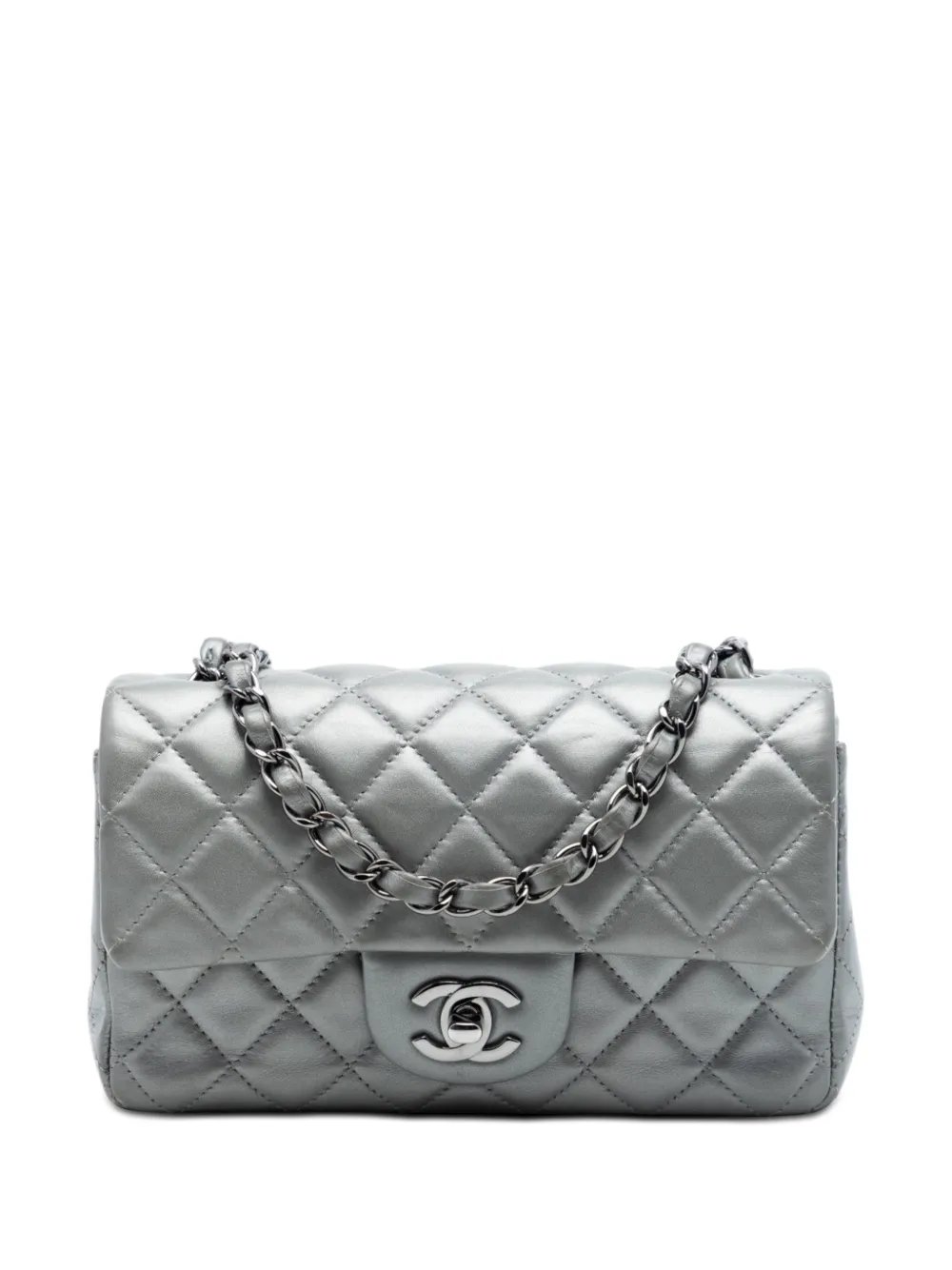 2013-2014 Mini Rectangular Classic Metallic Lambskin Single Flap crossbody bag