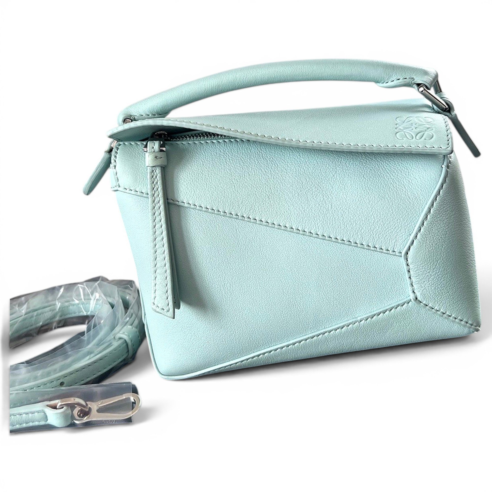 Puzzle leather handbag