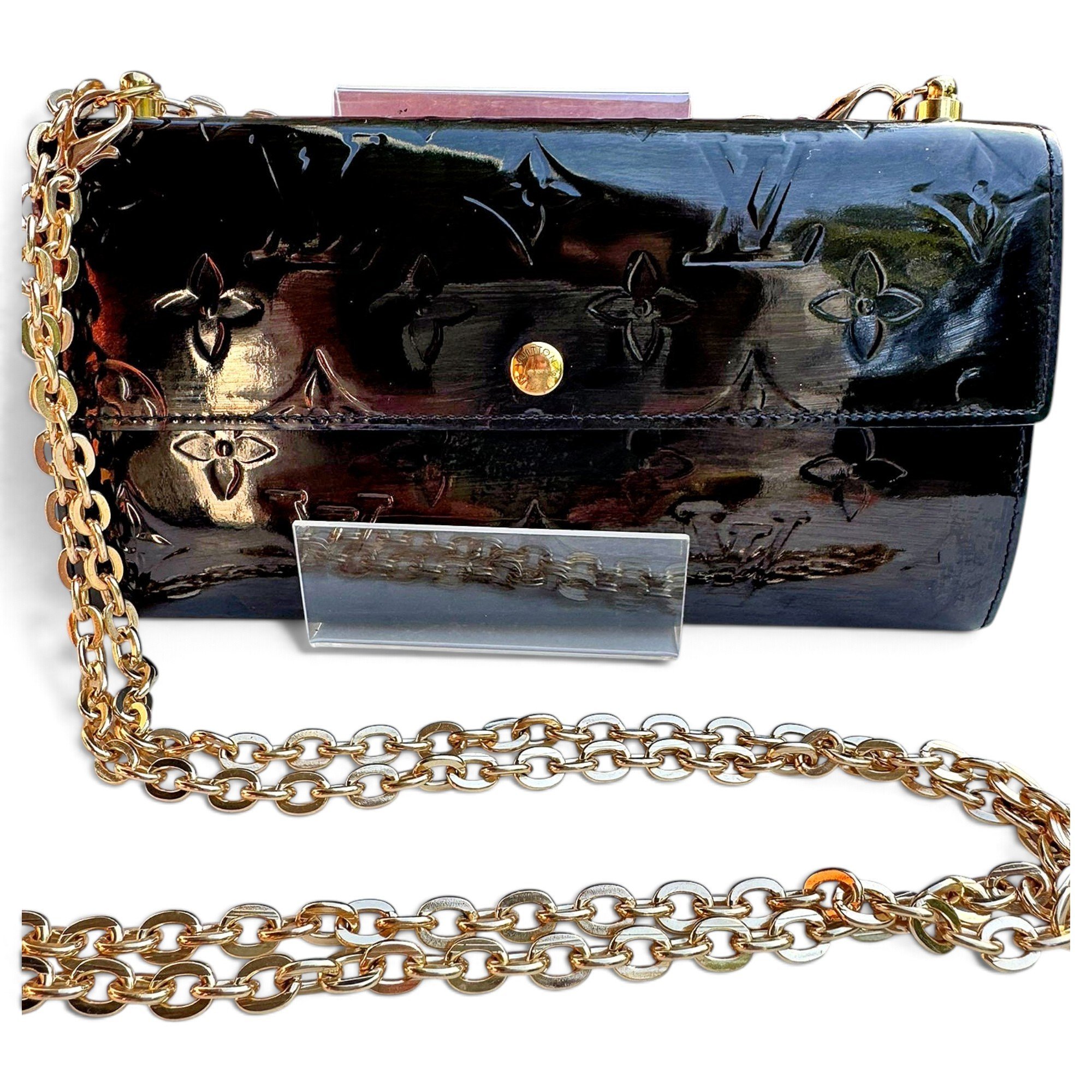 Patent leather clutch bag