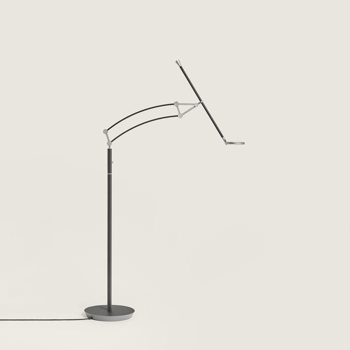 Graphite Pantographe Reading Floor Lamp With Led Ring