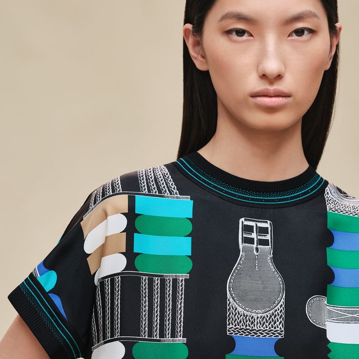 Noir "Bride a Bloc" Short-sleeve Sweater