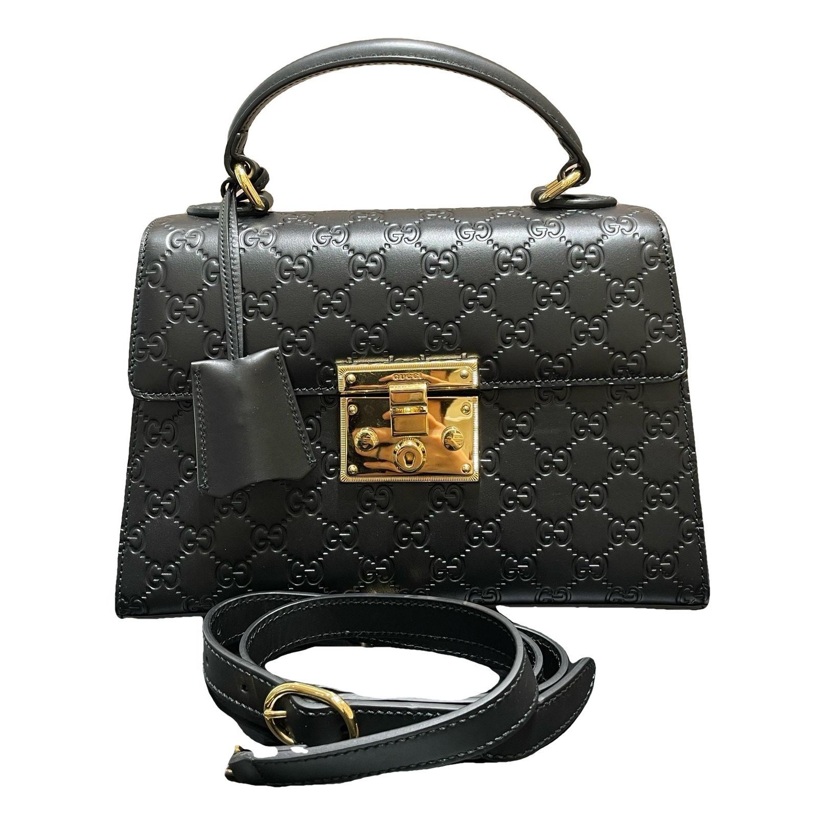 Padlock leather handbag