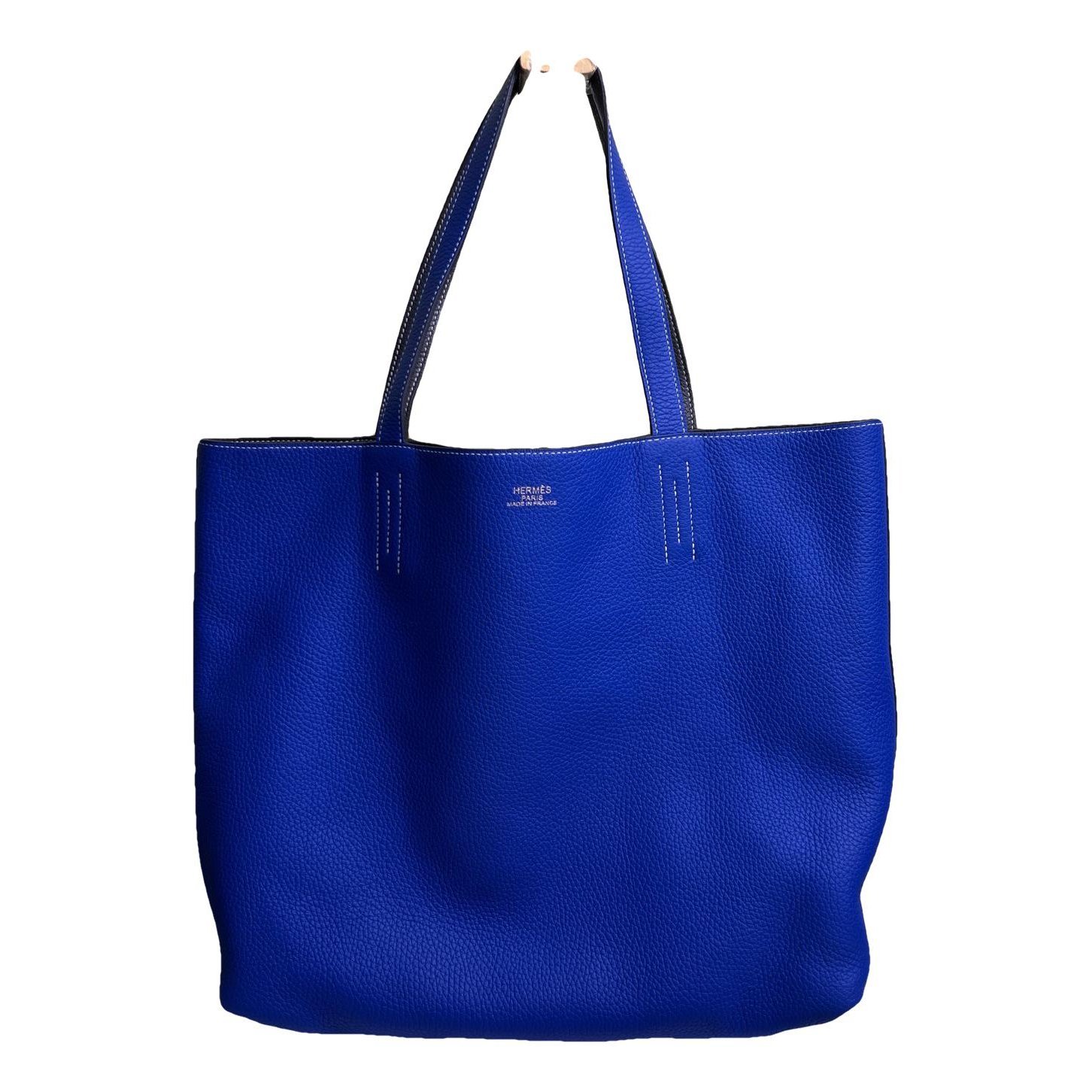 Double sens leather handbag
