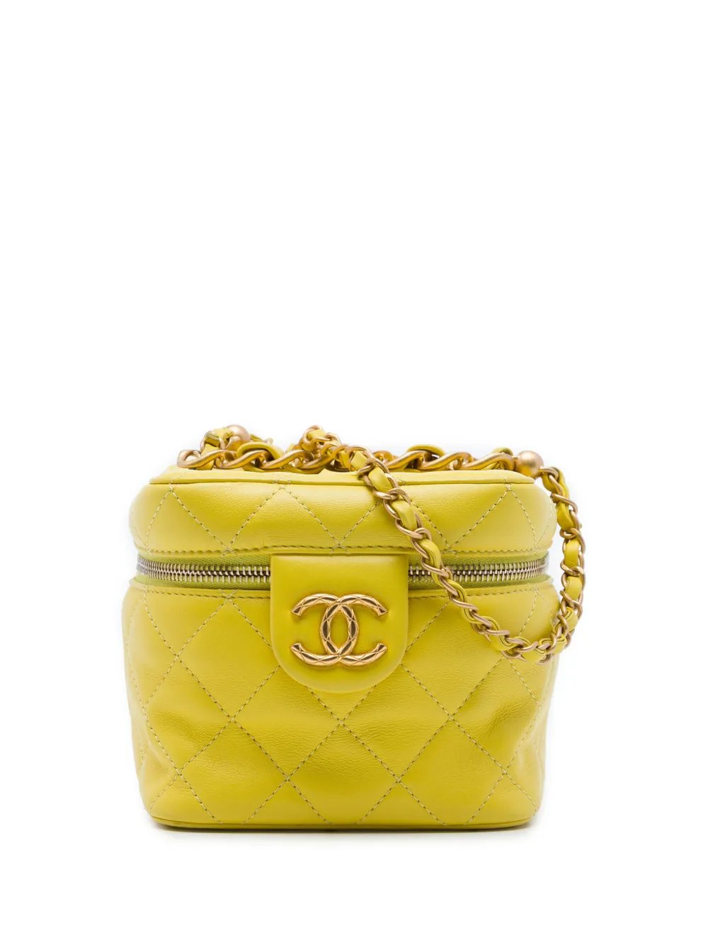 2021-2026 Small CC Quilted Lambskin Vanity Case With Chain satchel