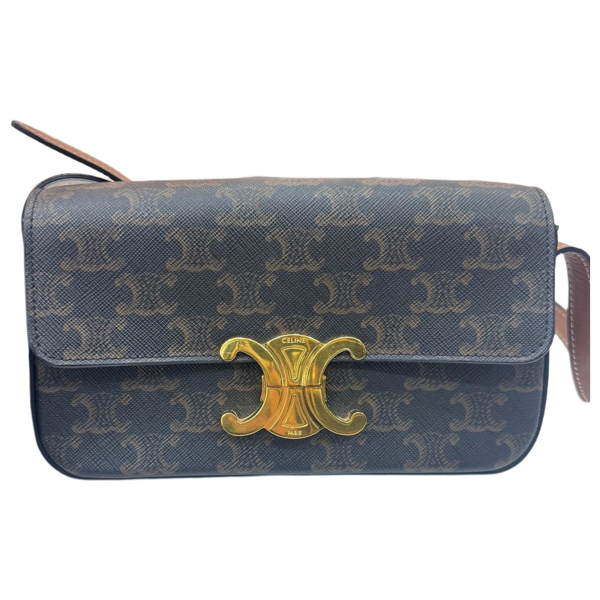 Triomphe chain leather handbag