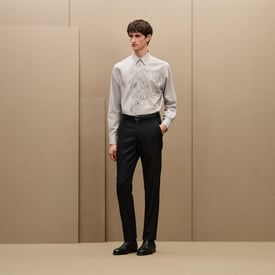 "Broderie cheval" straight cut shirt with Louis collar